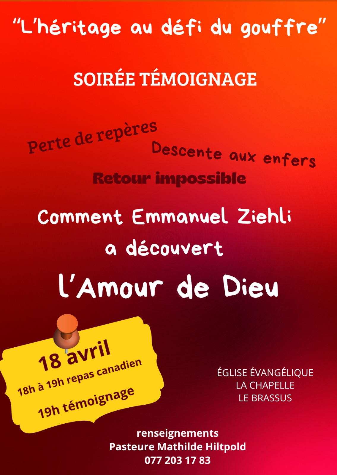 affiche de la soirée témoignage